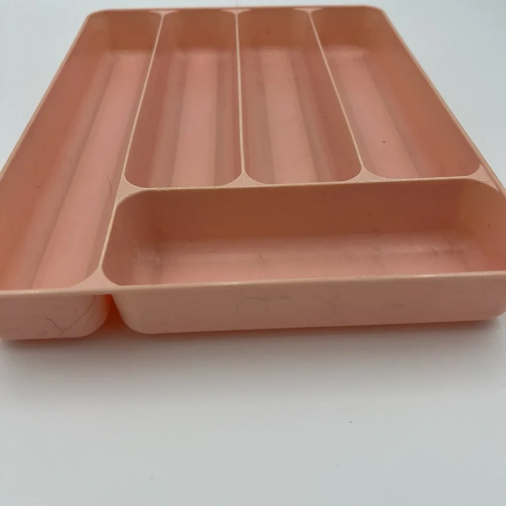 Vintage Lustro-ware Plastic Cutlery‎ 5 drawer Kitchen organizer dusty Pink Retro
